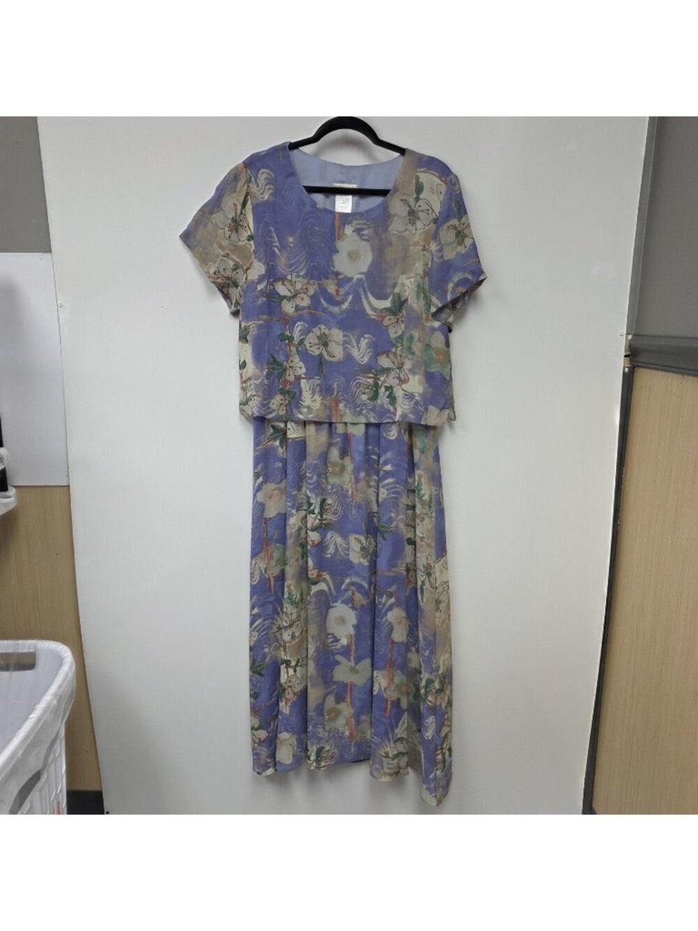 Coldwater Creek Dress Womens 14 Purple Floral Layered Short Sleeve Maxi Boho